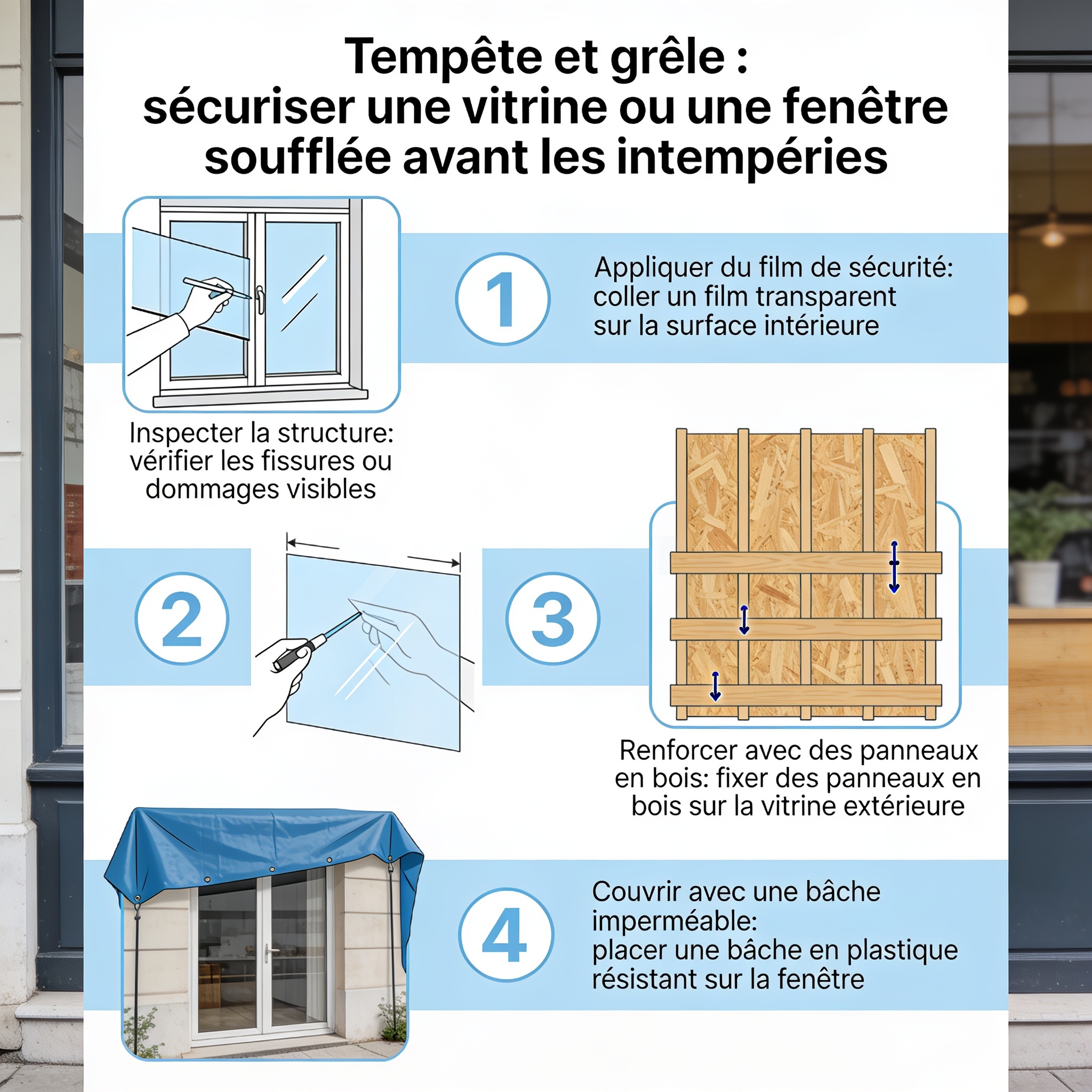 Tempête et grêle : comment sécuriser une vitrine ou une fenêtre soufflée avant les intempéries suivantes ?